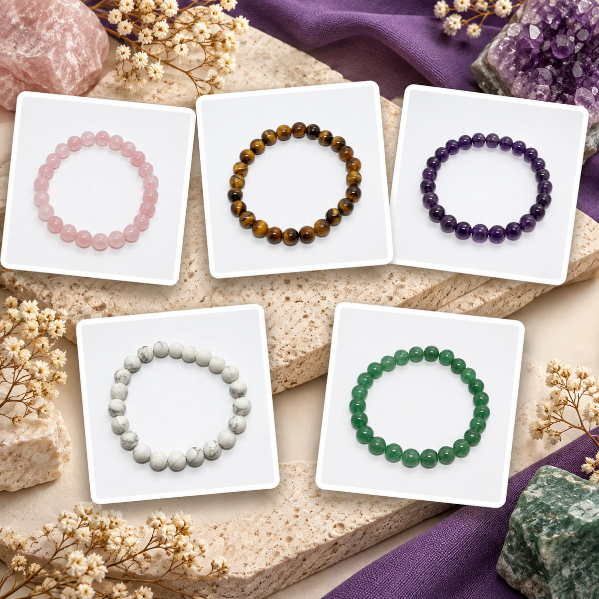 Pack Boutique Mur de Bracelets – 60 bracelets 8 mm