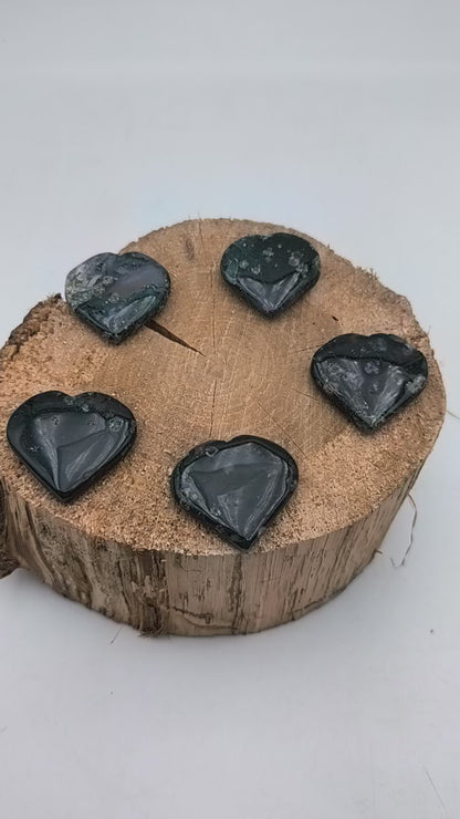 Petit Coeur PLAT- Agate mousse - Taille M