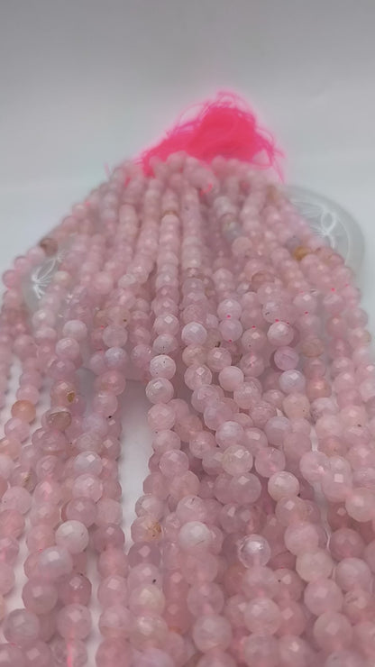 Rang de perles facettées - Quartz hématoïde rose (8 mm)
