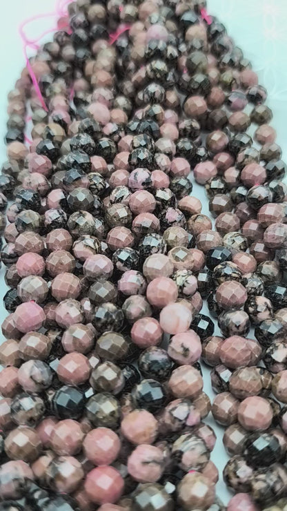 Rang de perles facettées - Rhodonite (8 mm)