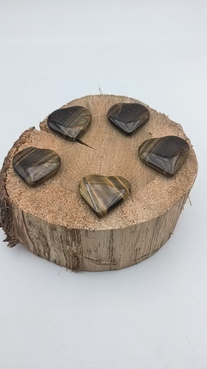 Petit Coeur PLAT - Oeil de tigre - Taille M