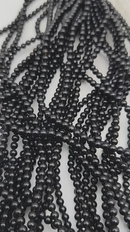 Rang de perles - Obsidienne noire (4 mm)