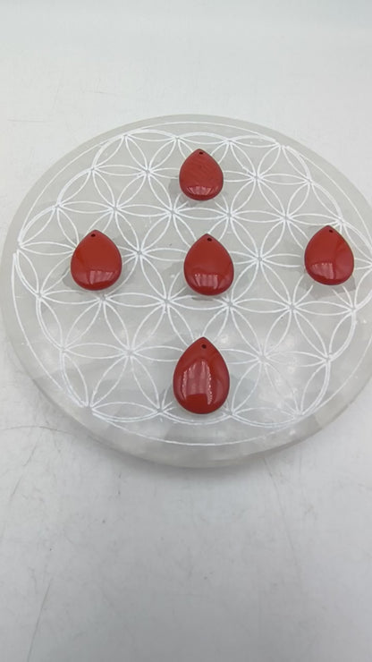 Pendentif Goutte Jaspe rouge