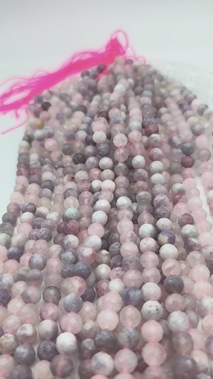Rang de perles facettées - Tourmaline rose (8 mm)