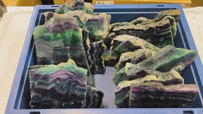 Tranche de Fluorite multicolore - Lot de 1,2 Kg - 3 pièces