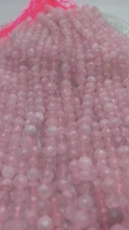 Rang de perles facettées - Quartz rose (8 mm)
