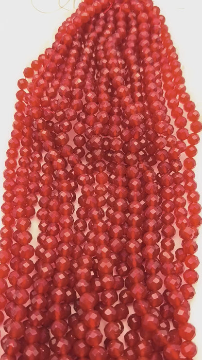 Rang de perles facettées - Cornaline (8 mm)