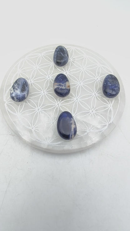 Pendentif pierre roulée percée - Sodalite