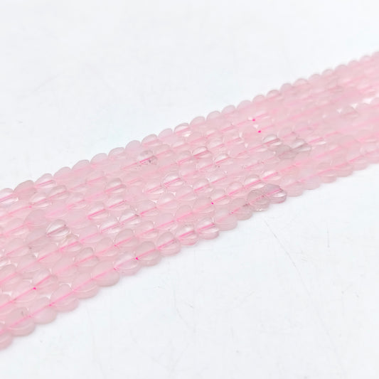 Rang de perles cœur - Quartz rose (6 mm)