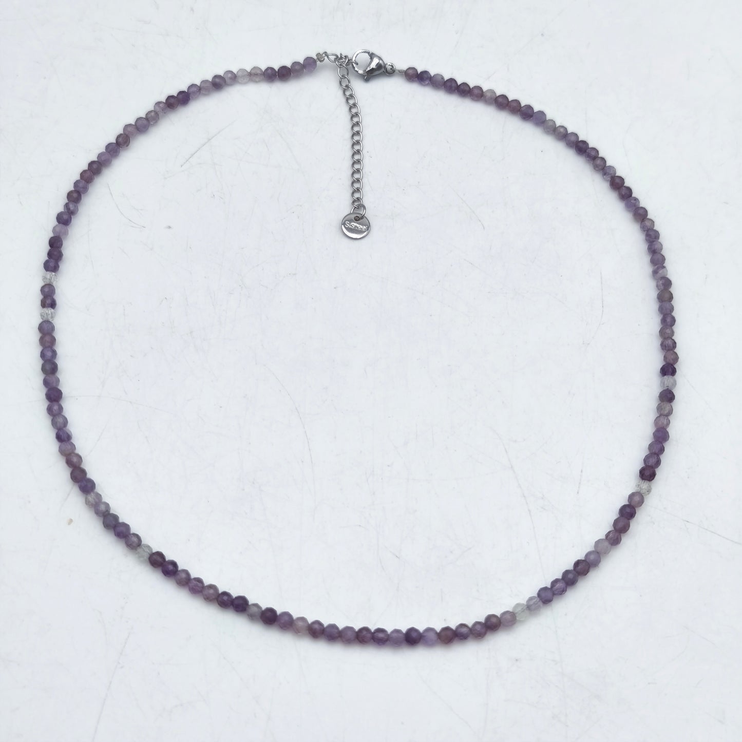 Facettierte Perlenkette - Naturamethyst (3 mm)