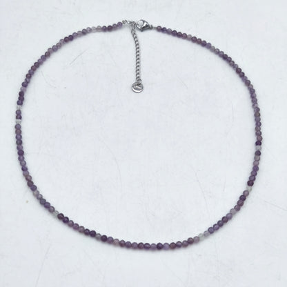 Facettierte Perlenkette - Naturamethyst (3 mm)