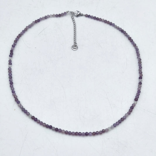 Collier perles facettées -  Améthyste naturelle (3 mm)