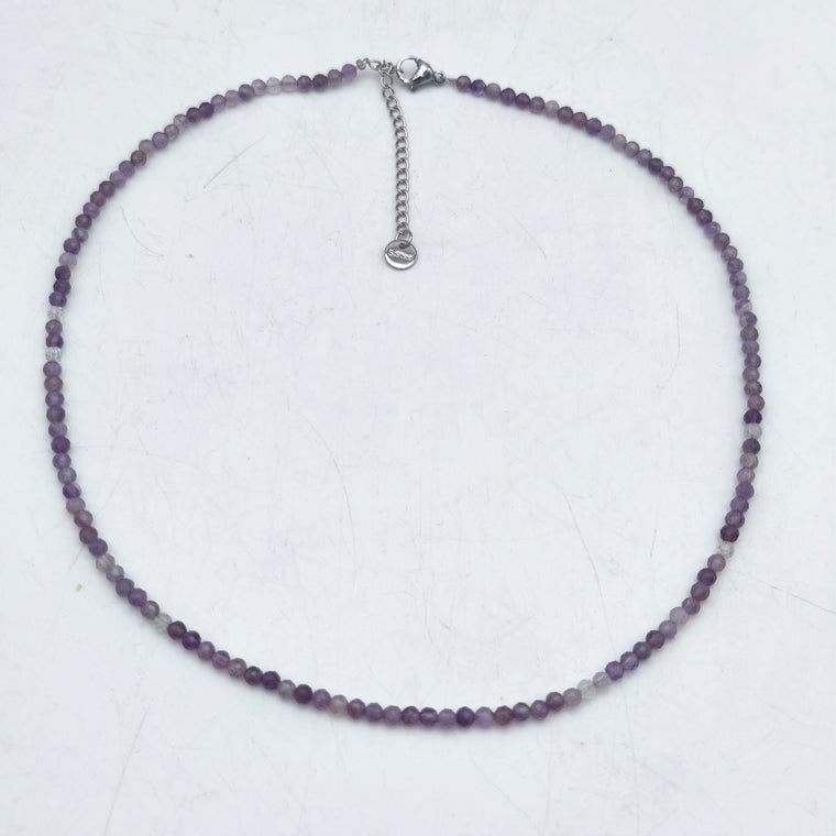 Collier perles facettées -  Améthyste naturelle (3 mm)
