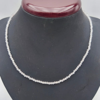Collier perles facettées - Quartz rose (3 mm)