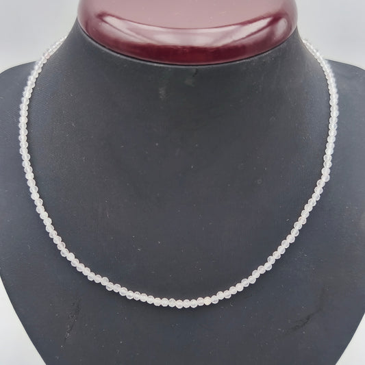 Collier perles facettées - Quartz rose (3 mm)