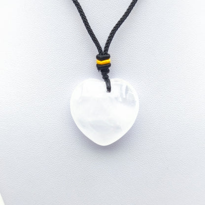 Pendentif cœur M avec son cordon - Cristal de roche