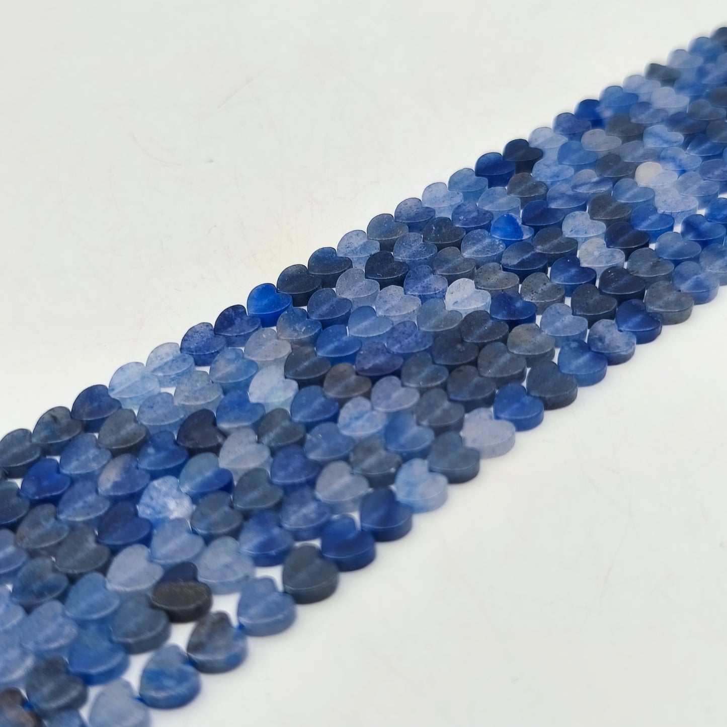 Rang de perles cœur - Aventurine bleue (6 mm)
