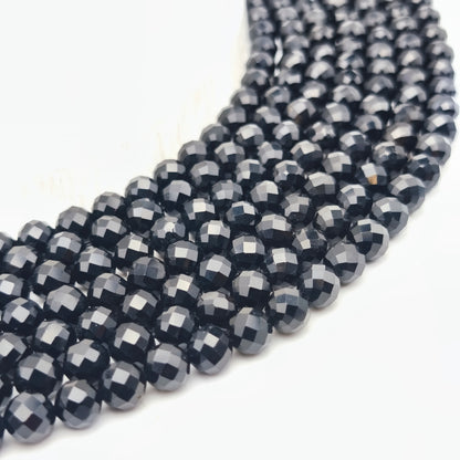 Rang de perles facettées - Onyx (8 mm)