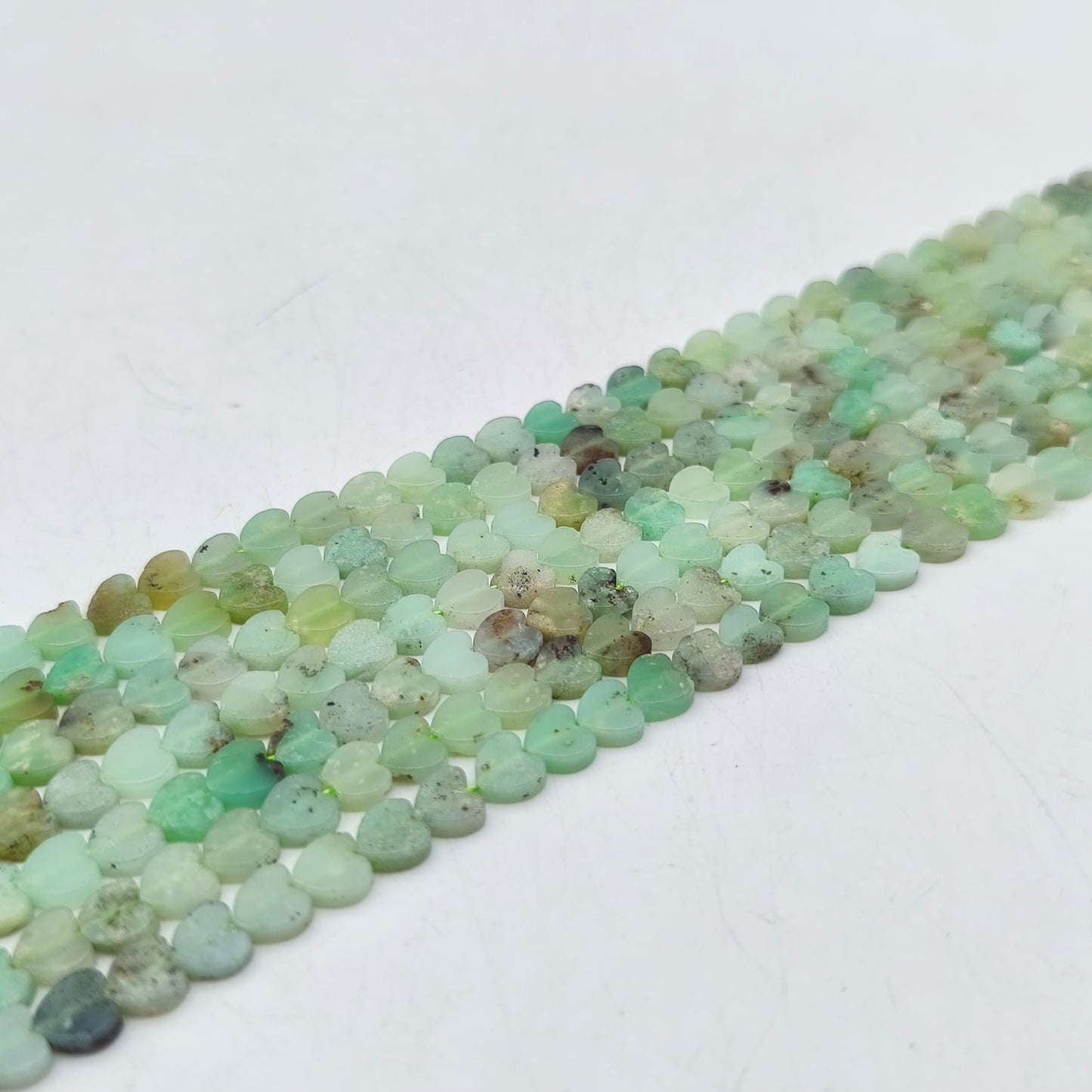Rang de perles cœur - Chrysoprase (6 mm)