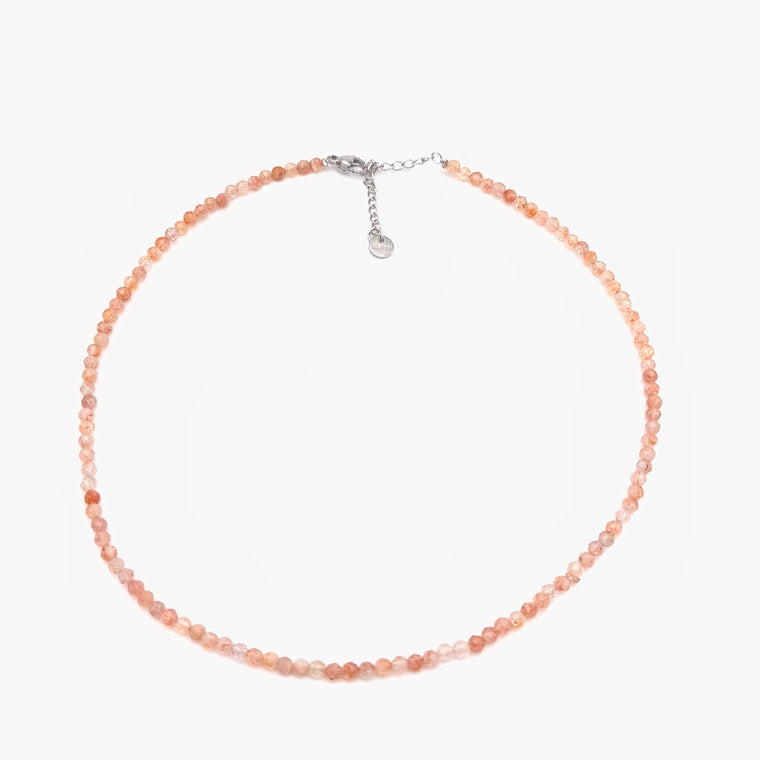 Collier perles facettées - Pierre de soleil (3 mm)