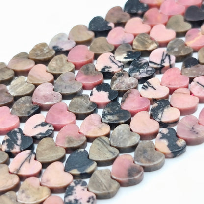Rang de perles cœur - Rhodonite (6 mm)