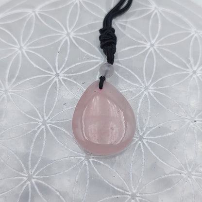 Pendentif poire avec son cordon - Quartz rose