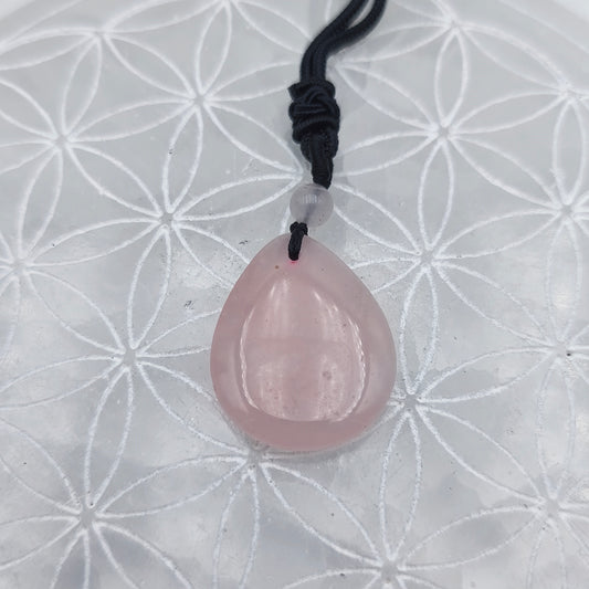 Pendentif poire avec son cordon - Quartz rose