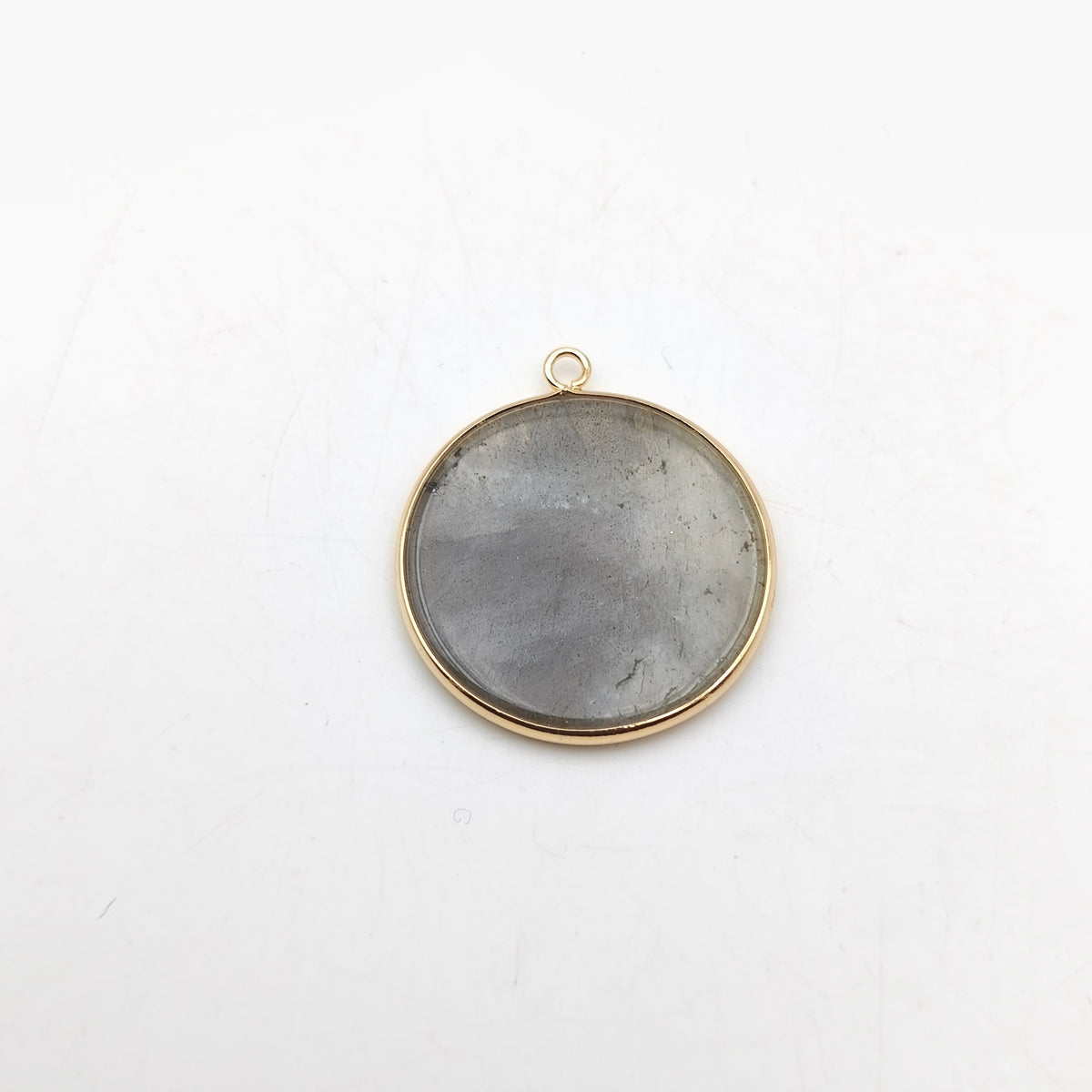 Pendentif rond serti Labradorite naturelle