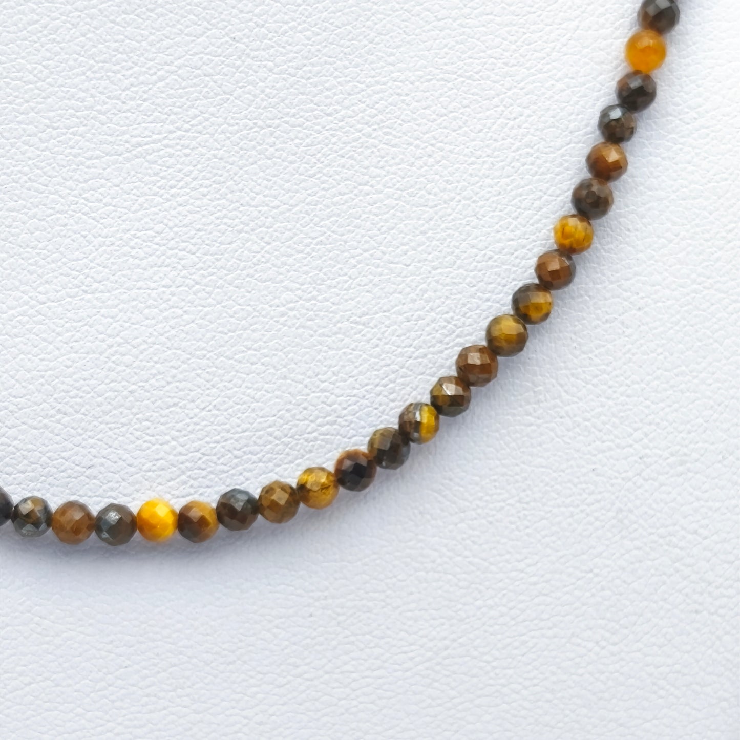Collier perles facettées - Oeil de tigre EXTRA (3 mm)