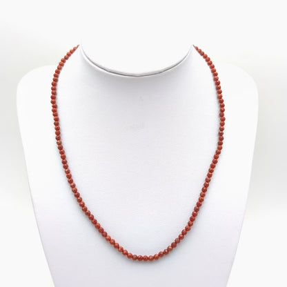 Collier perles facettées - Jaspe rouge (3 mm)