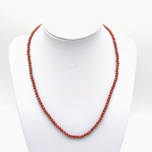 Collier perles facettées - Jaspe rouge (3 mm)