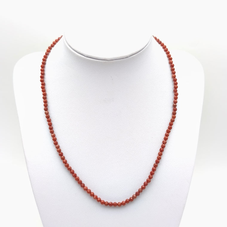 Collier perles facettées - Jaspe rouge (3 mm)