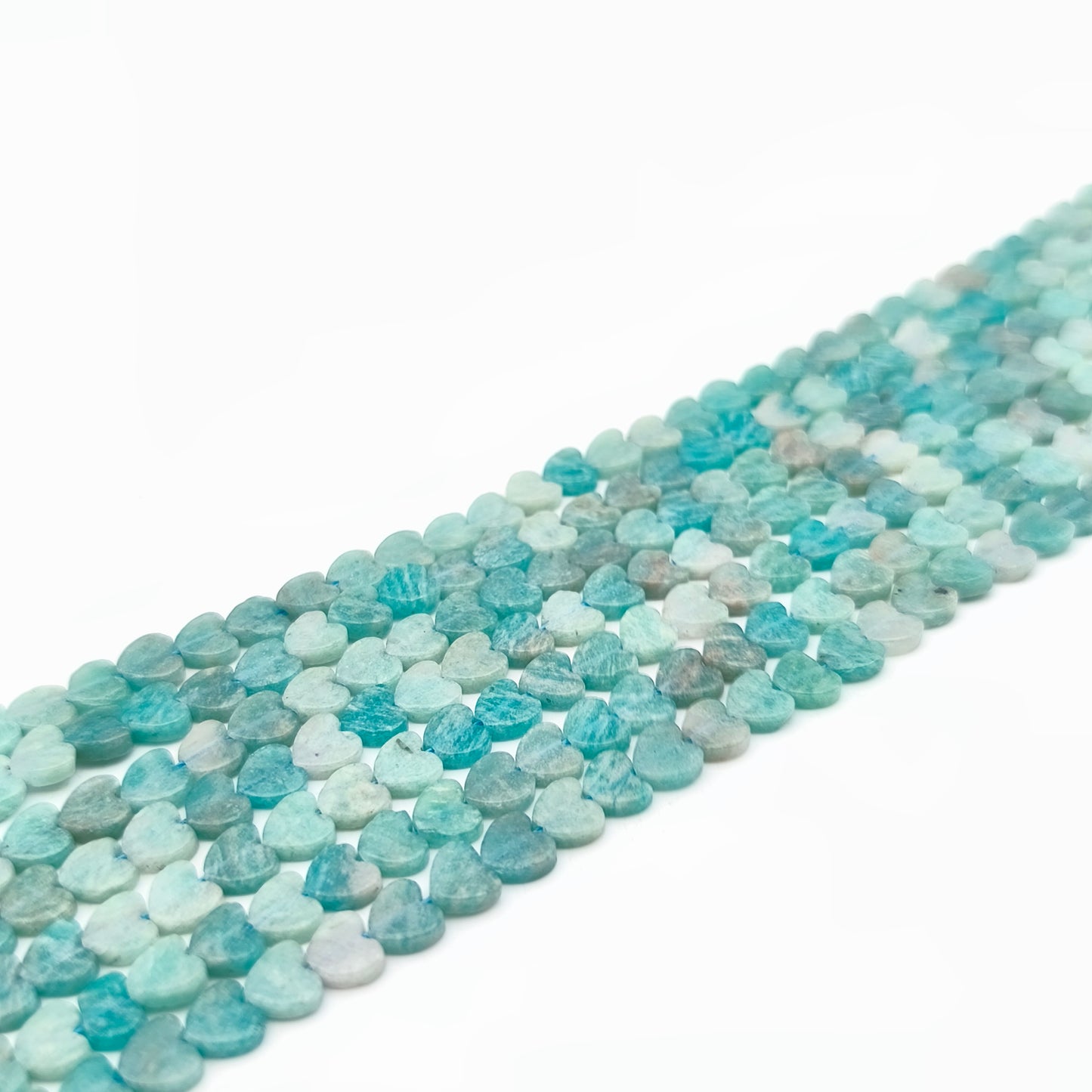 Rang de perles cœur - Amazonite (6 mm)