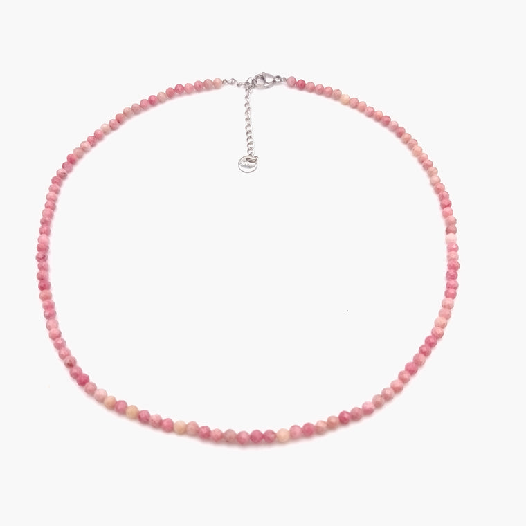 Collier perles facettées -  Rhodonite EXTRA (3 mm)