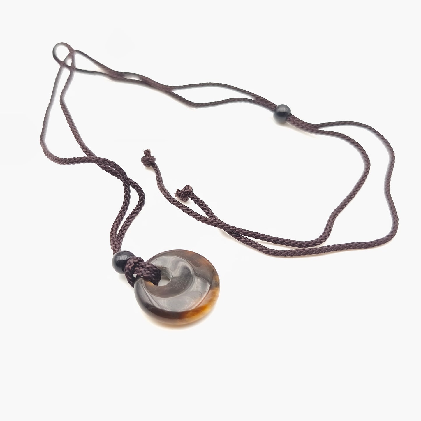 Pendentif rond 2 cm avec son cordon - Oeil de tigre