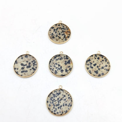 Pendentif rond serti Jaspe Dalmatien