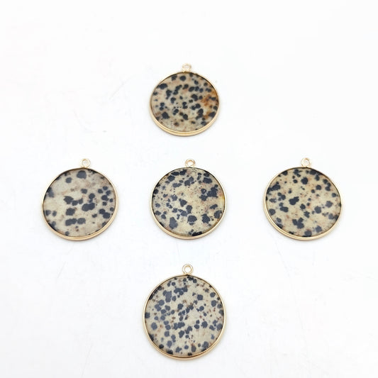Pendentif rond serti Jaspe Dalmatien