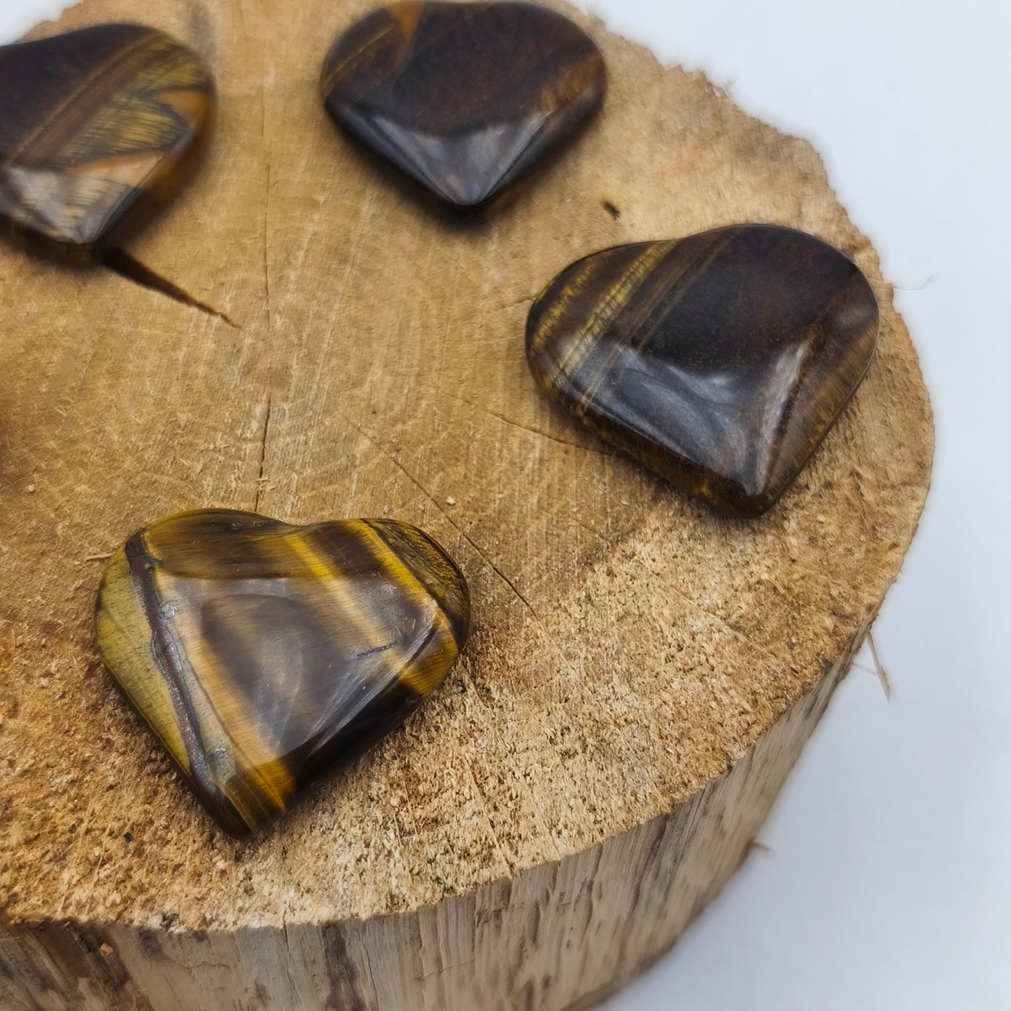 Petit Coeur PLAT - Oeil de tigre - Taille M