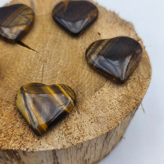 Petit Coeur PLAT - Oeil de tigre - Taille M