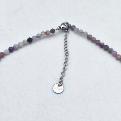 Collier perles facettées -  Lépidolite (3 mm)