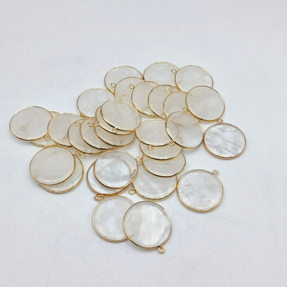 Pendentif rond serti Cristal de roche