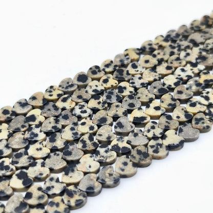 Rang de perles cœur - Jaspe Dalmatien (6 mm)
