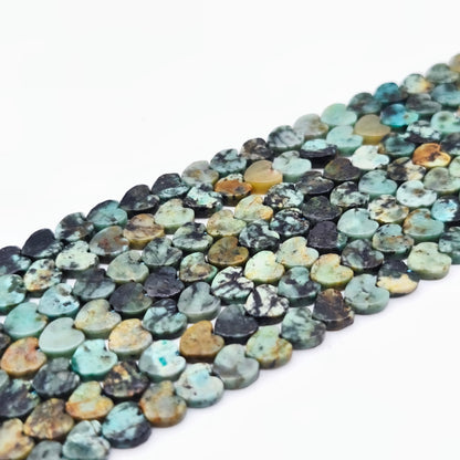 Rang de perles cœur - Turquoise (6 mm)