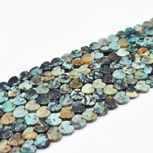 Rang de perles cœur - Turquoise (6 mm)