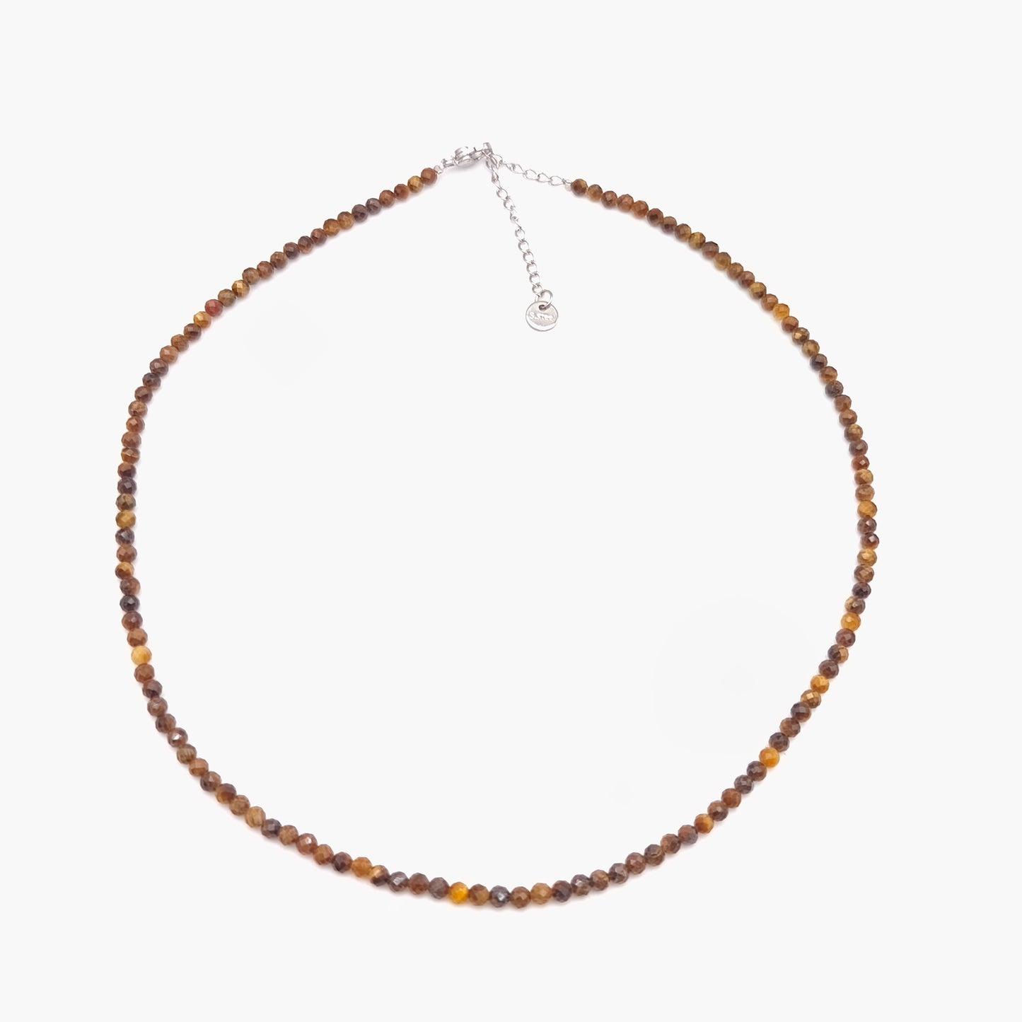 Collier perles facettées - Oeil de tigre EXTRA (3 mm)
