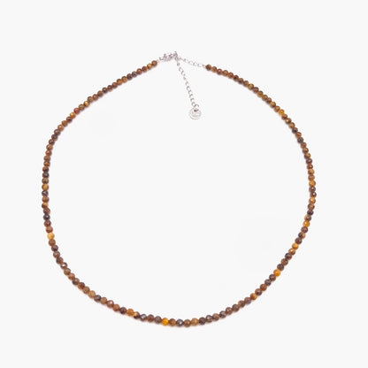 Collier perles facettées - Oeil de tigre EXTRA (3 mm)