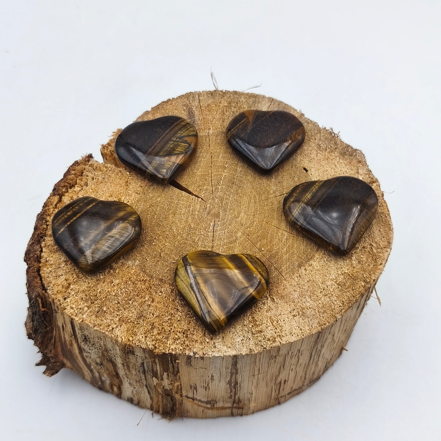 Petit Coeur PLAT - Oeil de tigre - Taille M