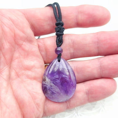 Pendentif poire avec son cordon - Améthyste