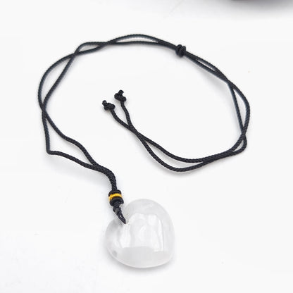 Pendentif cœur M avec son cordon - Cristal de roche