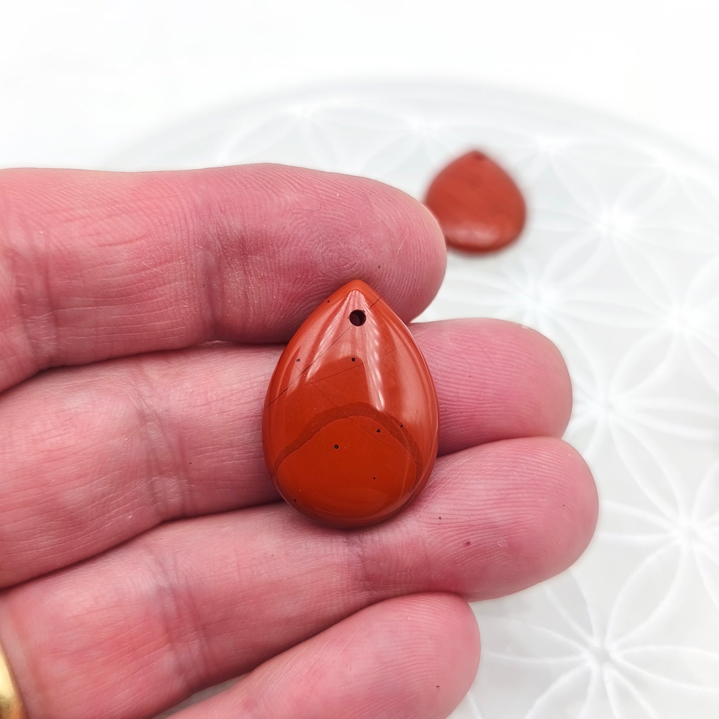 Pendentif Goutte Jaspe rouge
